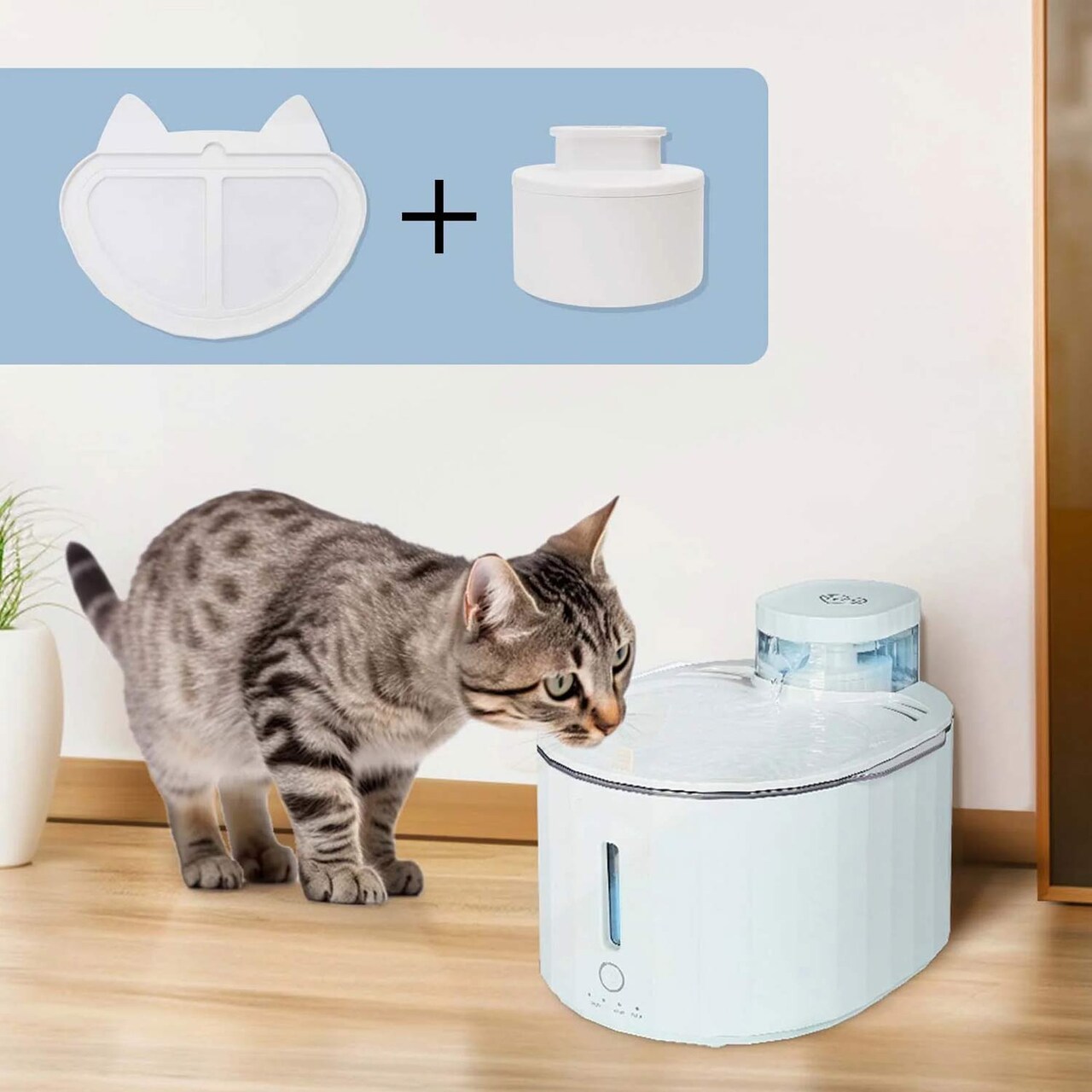 Purifier Filter Set of 3 for Pet Water Fountain, Replacement Filters for Cats & Dogs 6.30*5.24*2.13"